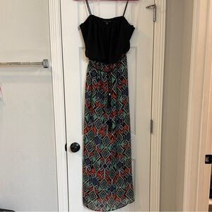 City Triangles Black and Multicolor Patterned Maxi Dress